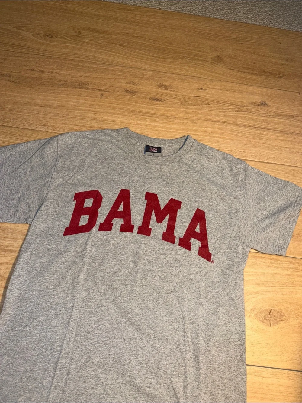 BAMA Gray Cotton Tee with Crimson Logo by MV Soort size medium